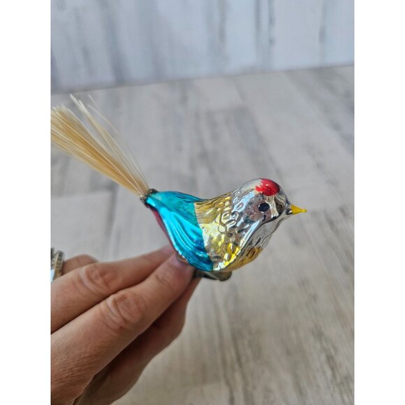 Antique Mercury glass bird clip ornament rainbow Xmas tree - Picture 8 of 8